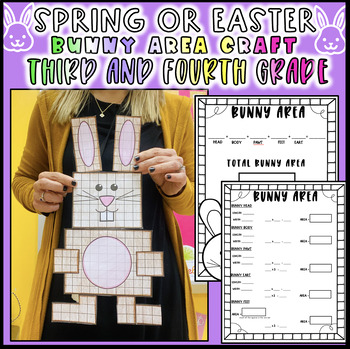 Preview of 3rd Grade Math Area Bunny Spring Easter Craft Bulletin Board February March