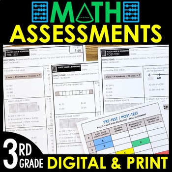 Preview of 3rd Grade Math Assessments | Print & Digital | ENTIRE YEAR BUNDLE
