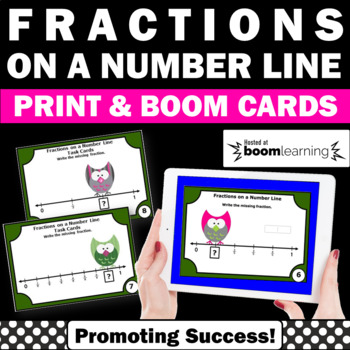 Preview of 3rd Grade Math BOOM Cards Fractions on a Number Line Games Activities Centers