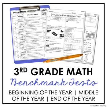 Preview of 3rd Grade Math Benchmark Tests Math Diagnostic Assessments & Screeners