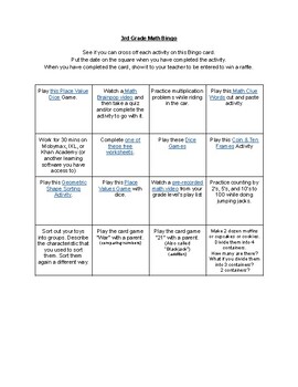 Preview of 3rd Grade Math Bingo Activities