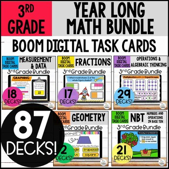 Preview of 3rd Grade Math Boom Card Bundle