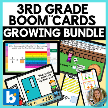 Preview of 3rd Grade Math Boom Card GROWING BUNDLE!