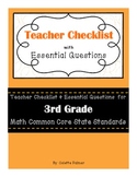 3rd Grade Math CCSS- Teacher Checklist and Essential Questions