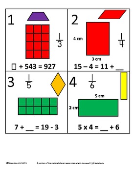 Preview of 3rd Grade Math Calendar - Area, Algebra, Fractions and Quadrilaterals