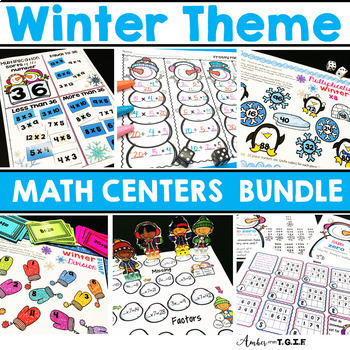 Preview of 3rd Grade Winter Math Centers | Snow Multiplication & Division Activities Bundle