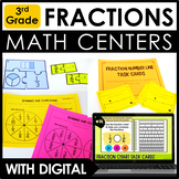 3rd Grade Math Centers - Fraction Math Centers w/ Digital 