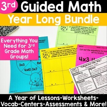 Preview of 3rd Grade Math Worksheets Word Problems Games Centers Guided Math -Year Long
