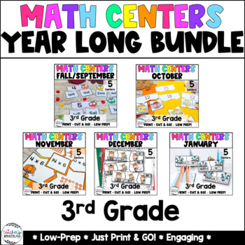 3rd Grade Math Centers Year Long Bundle