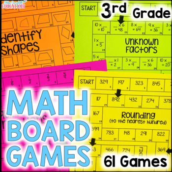 3rd Grade Math Centers - Math Review - Board Games for the Entire Year ...