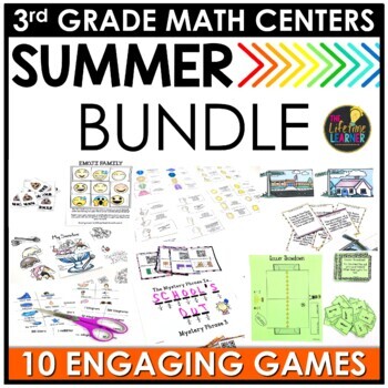 Preview of 3rd Grade Math Centers | Summer Math Games