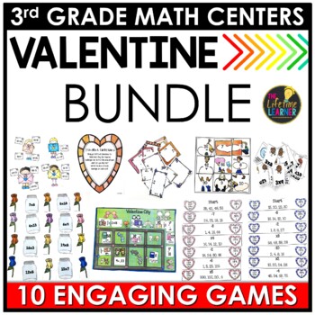 Preview of 3rd Grade Math Centers | Valentine's Day Math Games