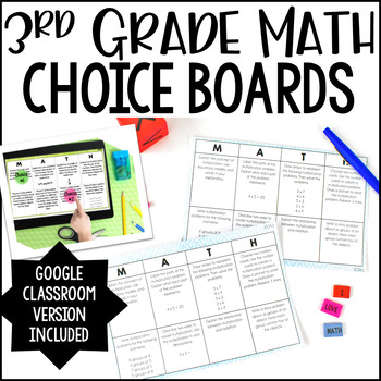Preview of 3rd Grade Math Choice Boards | Math Menus for Centers