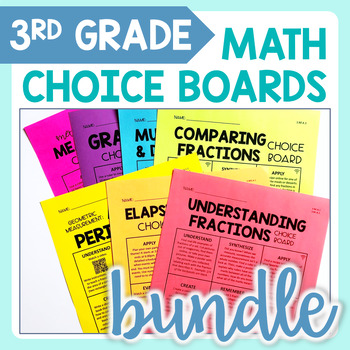 Preview of 3rd Grade Math Choice Boards Bundle - Extension Activities - Print & Digital