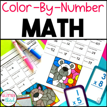 Preview of 3rd Grade Math Color By Number Worksheets BUNDLE