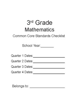 Preview of 3rd Grade Math Common Core State Standards Checklist