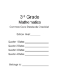3rd Grade Math Common Core State Standards Checklist