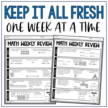 3rd Grade Math Common Core Weekly Review Printables by ...