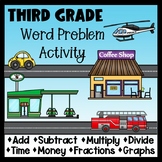 3rd Grade Math Word Problems -  Add, Subtract, Multiply, Divide, Fractions