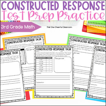 Preview of 3rd Grade Math Constructed Response Practice Questions for Test Prep Worksheets