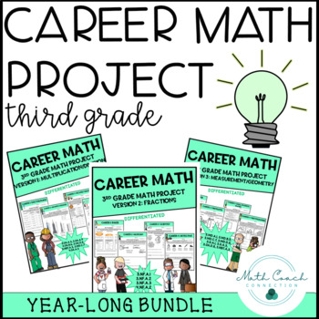 Preview of 3rd Grade Math Cumulative Project Bundle | Career Math Story Problems