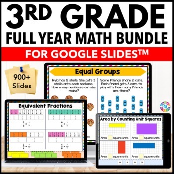 Preview of 3rd Grade Math Review Worksheets Intervention Packets Google Slides Math Bundle