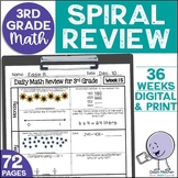 3rd Grade Math Daily Spiral Review Morning Work Bundle - P