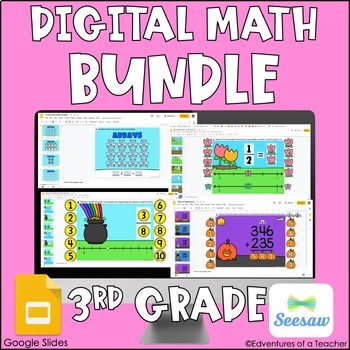 Preview of 3rd Grade Math Digital Bundle | Google Slides & Seesaw
