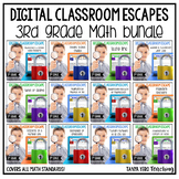 3rd Grade Math Digital Escape Room YEALONG BUNDLE | ALL STANDARDS