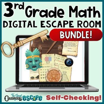 Preview of 3rd Grade Math Digital Escape Room Bundle Self-Checking Math Activities & Games