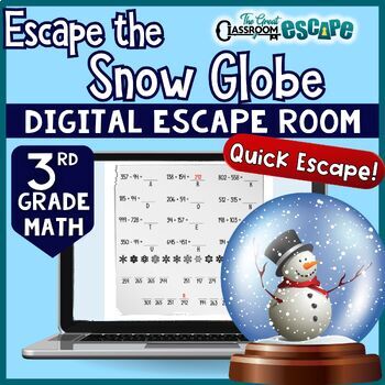 Preview of 3rd Grade Math Digital Escape Room Winter Math Activity - Escape the Snow Globe