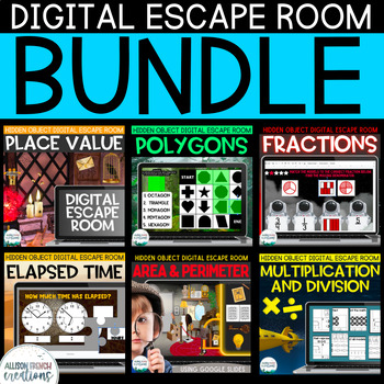 Preview of 3rd Grade Math Digital Escape Room BUNDLE | Digital Resources