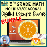 3rd Grade Math Digital Escape Rooms Holiday Bundle of Enga