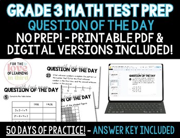 Preview of 3rd Grade Math Digital Resource Daily Standardized test prep Fractions NBT OA