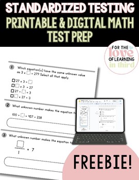 Preview of 3rd Grade Math Digital Resource Standardized test prep FREEBIE