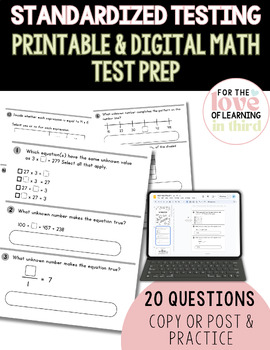 Preview of 3rd Grade Math Digital Resource Standardized state test prep Fractions NBT OA