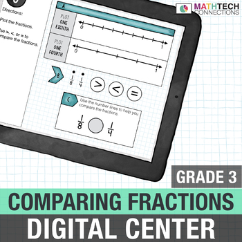 Preview of 3rd Grade Math Digital Test Prep | Comparing Fractions Math Activities | 3.NF.3