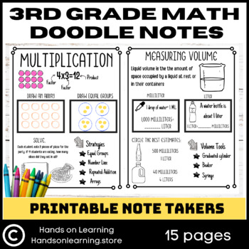 Preview of 3rd Grade Math Doodle Notes