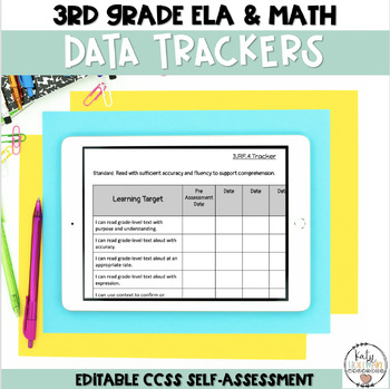 Preview of 3rd Grade Math & ELA Self-Assessment Trackers BUNDLE