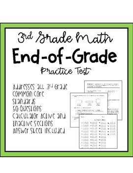 Preview of 3rd Grade Math EOG Practice End of Year Test