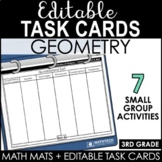 3rd Grade Math Editable Geometry Task Cards & Math Mats - 