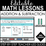3rd Grade Math Editable PowerPoint Lessons - Addition and 