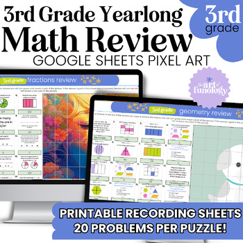 Preview of 3rd Grade Math End of Year Review Pixel Art