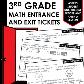 Preview of 3rd Grade Math Exit Tickets | Yearlong Math Spiral Review | Math Test Prep