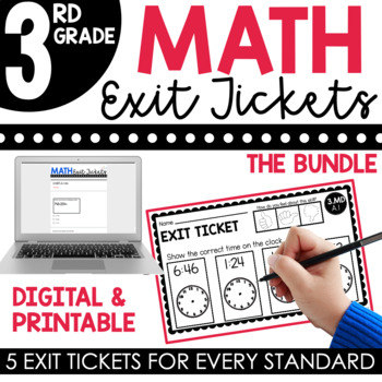 Preview of 3rd Grade Math Exit Tickets | Math Assessments Bundle | Printable and Digital