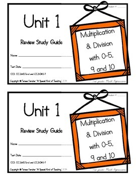 Preview of 3rd Grade Math Expressions Review Study Guide: Unit 1- Multiplication & Division