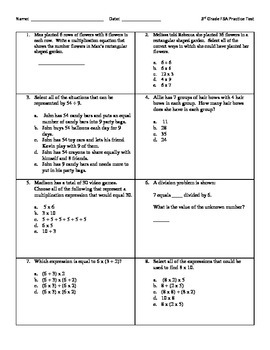 3rd Grade Math FSA Practice Test by Fabulous Math Finds TpT
