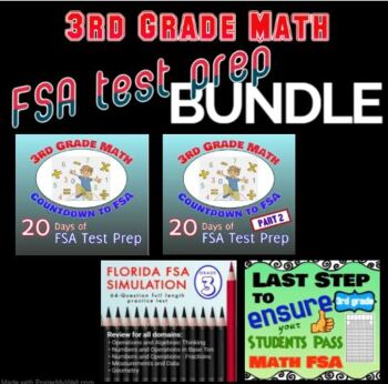 Preview of 3rd Grade Math FSA TEST PREP BUNDLE! 40 Days of practice, simulation, gridding