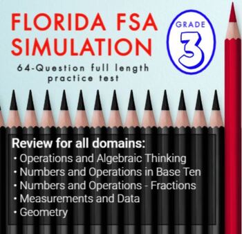 Preview of 3rd Grade Math FSA Test Simulation: Practice FSA Test FSA Review Common Core