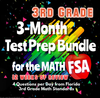 Preview of 3rd Grade Math FSA test Spiral Review 3-Month DISTANCE LEARNING pkt - NO PREP!